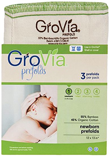 GroVia - Bamboo Newborn Prefold for Cloth Diapers - Size 1 (3 count)