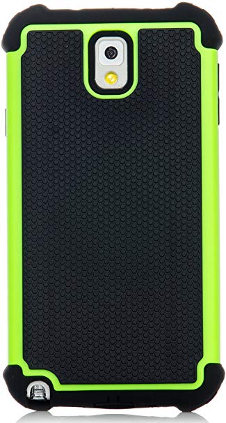 Galaxy Note 3, iSee Case (TM) Heavy Duty Dual Layer Hybrid Protective Cover Case for Samsung Galaxy Note 3 (Black on Green)