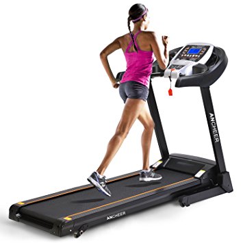 Ancheer Electric Treadmill APP Control, New Motorised Treadmill Folding Running Machine with 2 Levels Manual Incline