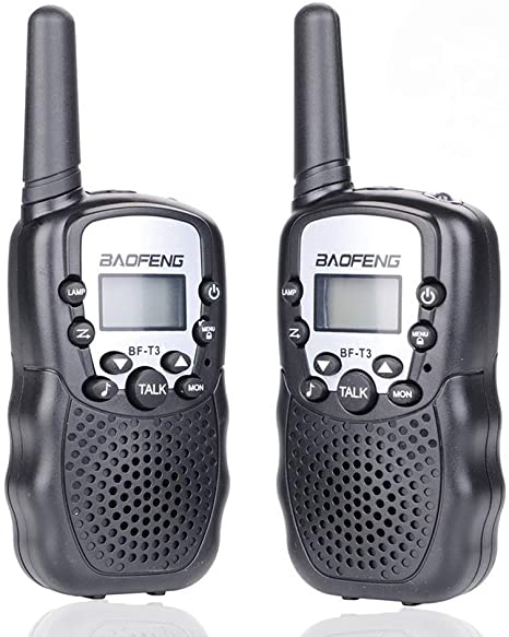 BYBOO Baofeng T3 Kids Walkie Talkies Mini Two Way Radios Toys for Boys Girls Children UHF 462-467MHz Frequency 22 Channels - 1 Pair Black