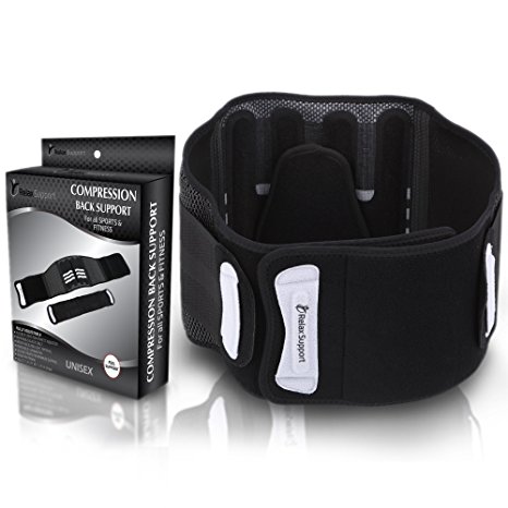 100 % Lumbar Support Back Brace RS3 Adjustable Compression Belt Best for Sports, Fitness, Injury Recovery With Active Lower Spine Support for Sciatica, Pain Relief, Herniated Disc | Men & Women