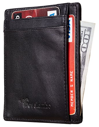 Travelambo RFID Front Pocket Minimalist Slim Wallet Genuine Leather Small Size