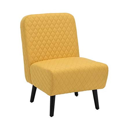 LSSBOUGHT Modern Muted Fabric Armless Chair Stylish Accent Chair (Yellow)