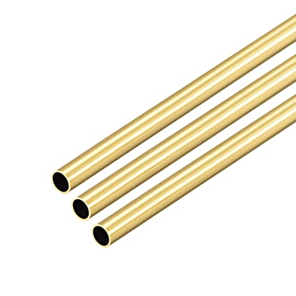 uxcell Brass Round Tube, 300mm Length 6mm OD 0.5mm Wall Thickness, Seamless Straight Pipe Tubing 3 Pcs