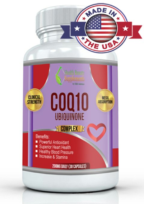 -ULTRA STRENGTH COQ10-POWERFUL 200mg CoQ10 With The Best Bioavailability Available. Strongest CoQ10 Per Capsule