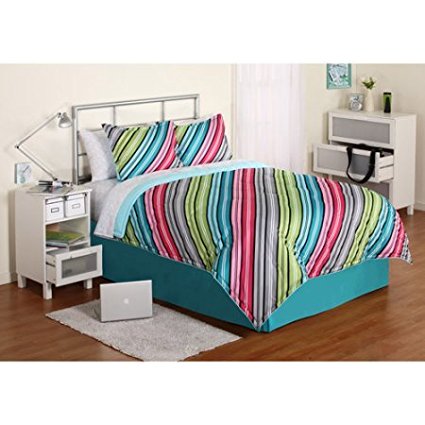 Dovedote 6 Piece Rainbow Reversible Neon Colors Microfiber Bedding Comforter and Sheet Set for Teenager Girls, TWIN