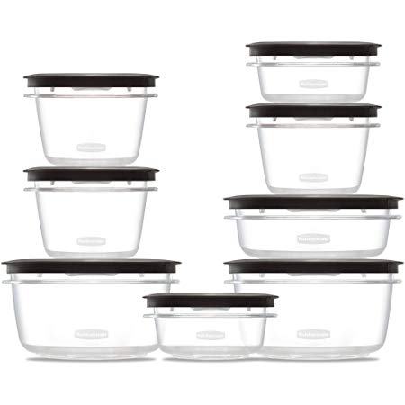 16-Piece Set Rubbermaid Premier Food Storage Containers, Shatterproof and Resist Stains and Odors