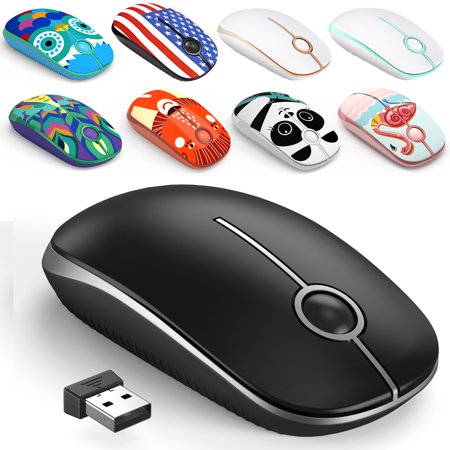 Jelly Comb 2.4G Slim Wireless Mouse with Nano Receiver - Black and Silver