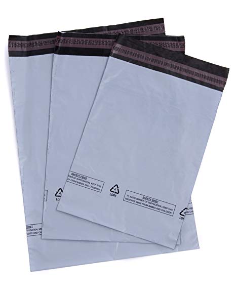 50 Mixed Grey Mailing Bags/Postal Sacks 10"x12", 12"x14", 14"x16" T Range With Suffocation Notice