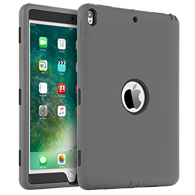 iPad Pro 10.5 Case, BENTOBEN Case Cover for iPad Pro 10.5 Inch 2017 Release - Shockproof Heavy Duty Rugged iPad Pro 10.5 Cover 3 in 1 Hybrid PC Soft Silicone Protective Tablet Case, Gray & Black