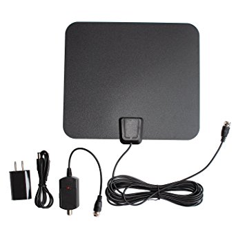 Amhii TV Antenna for Digital TV Indoor with Detachable Amplifier Signal Booster - 1080P HDTV Antenna 50 Mile Range, USB Power Supply and 16.5FT High Performance Coax Cable with Best Receiver