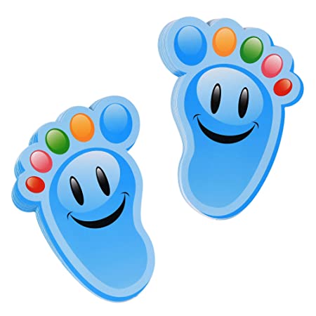 Bluecell 15-Pairs Cartoon Guide Self-Adhesive Footprints Stickers Floor Decals for Kids Room Party Nursery Floor Stairs Decor (Blue)