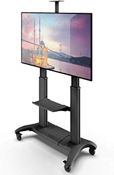 Kanto MTMA100PL Height Adjustable Mobile TV Mount with Adjustable Shelf for 60-inch to 100-inch TVs