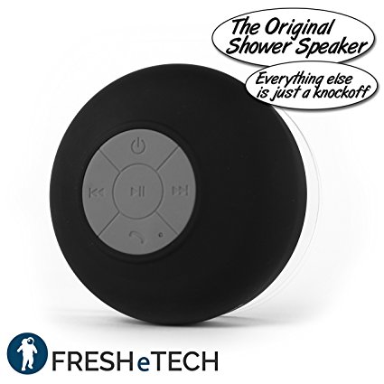 Splash Shower Tunes Premium - Waterproof Bluetooth Wireless Shower Speaker Portable Speakerphone (Black) By FreshETech