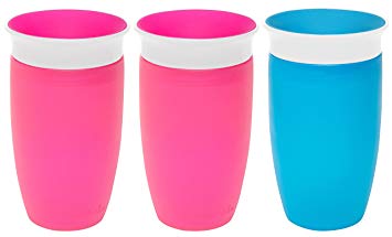 Munchkin Miracle 360 Degree 10 Ounce Spoutless Cup, 3 Pack, Pink/Pink/Blue