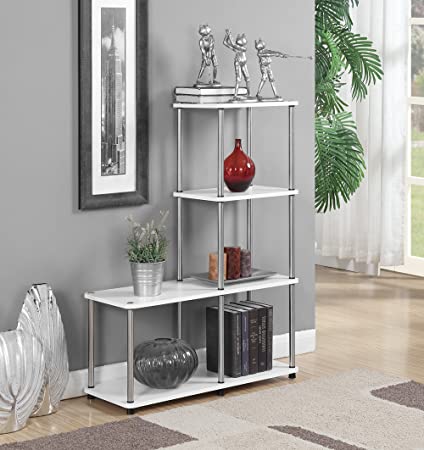 Convenience Concepts 151077W Designs2Go Multi Shelf L Bookshelf, White