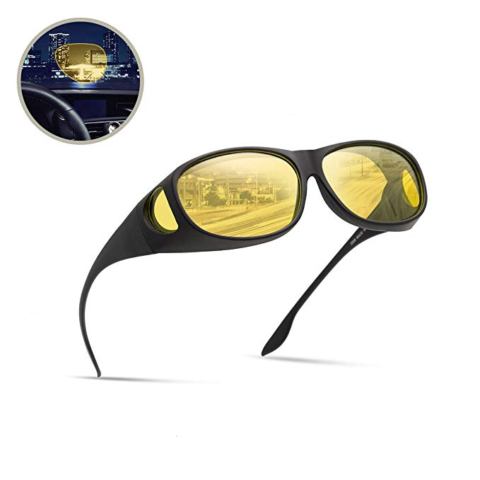 Surenue HD Polarized Anti Glare Night Driving Wrap Around Glasses For Women Men