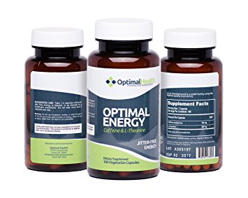 Optimal Energy - #1 Energy Nootropic Supplement for Focus, Power and Vitality - 100% Natural Smart Caffeine and L-Theanine - Perfect as Pre-Workout, Study Aid, Coffee or Energy Drink Replacement | Best Value 100 Vegetable Capsules