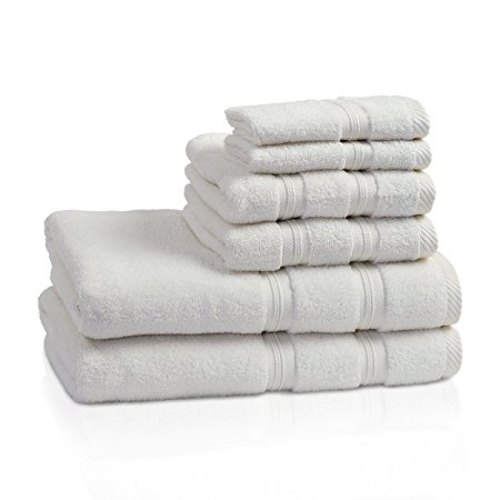 Superior 100% Cotton Smart Dry Zero Twist 6-piece towel set, Incredibly Soft, Highly Absorbent, Quick Drying Towels, 2 Bath Towels, 2 Hand Towels, 2 Wash Cloths, Ivory