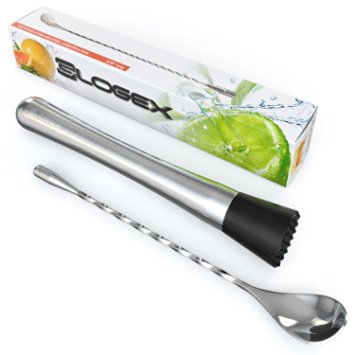 Premium Bar Spoon and Drink Muddler Set, for Flavorful Cocktails and Drinks! Sleek and Durable Design, Made from Stainless Steel. Lifetime Guarantee