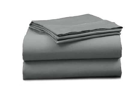 Elles Bedding Collections 450-Thread Count Sateen Sheet Set Super Soft Breathable And Premium Set Grey Queen