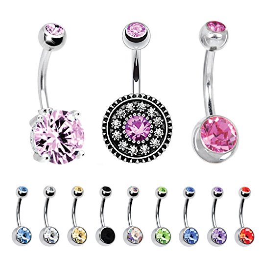 BodyJ4You 12 Pieces Belly Button Ring Piercing Bar Jewelry Set Gift Box