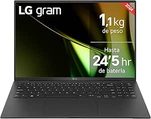 LG Gram 16Z90S-G.AA55B - Ordenador Portátil, Intel Core Ultra 5, Windows 11 Home, 16 GB RAM, 512 GB SSD, 1,1 Kg, 24,5 h de Autonomía, Negro