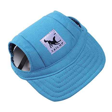 Happy Hours® Dog Hat, Pet Baseball Cap/Dogs Sport Hat/Visor Cap with Ear Holes and Chin Strap for Dogs and Cats, 2 Sizes, 10 Colors