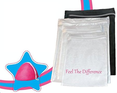 Laundry Wash Bags - Signature Reinforced Double Layered Mesh Wash Bags Included Pink Bra Bag - Total of 5 Pieces 2 Extra Large 2 Medium - Premium Quality