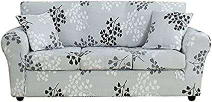 LANSHENG Printed Couch Covers for 3 Cushion Couch Sofa Stretch Couch Cover 4-Piece Sofa Slipcover Washable Furniture Protector (Floarl Pattern, 3 Seater)