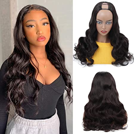 ISEE Hair U Part Wig 22 Inch Human Hair Wigs 150% Density Full Head U Shape Wig Natural Color Human Hair Wigs Body Wave Half U Wig Human Hair Extension For Black Women