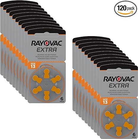 Rayovac Pack of 120 x 13 Extra PR48 Advanced Hearing Aid Batteries for 13AE / A13 / DA13 / P13 / PR13H