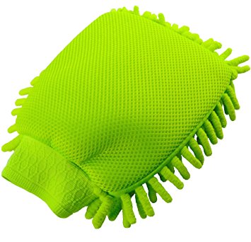 2 in 1 Wash Mitt for Car Washes | Special Mesh Side for Stubborn Stains | Waterproof Lining | Super Absorbent Microfiber Side for Wet or Dry Use | Exterior Car Wash Equipment