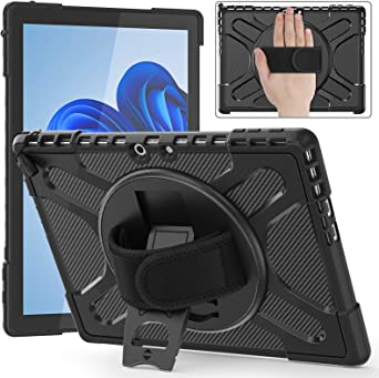 ZenRich Surface Pro 9 Case 13 inch 2022, zenrich Rugged Case for Surface Pro 9 with Kickstand and Hand Strap Heavy Duty Shockproof, Compatible with Type Cover Keyboard-Black