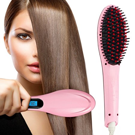 Qualimate Fast Hair Straightener Brush With Temperature (Multicolor)