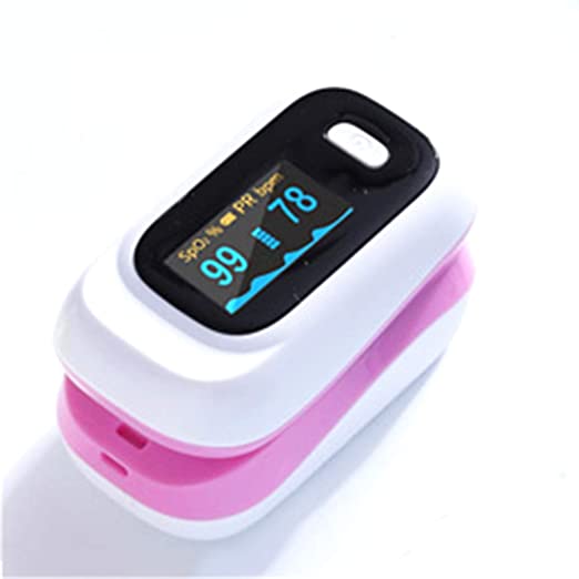 Pulse Oximeter Tester OLED Screen 3 Color Backlight 4 Direction Display Finger Clip Oximeter,Pink