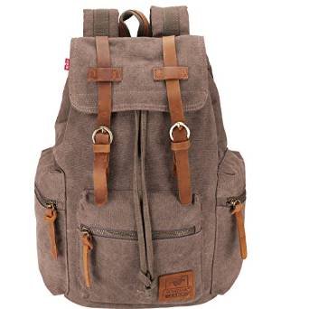 Backpack Canvas Backpack Rucksack BESTOPE Backpack Rucksack Unisex Canvas Backpack Vintage Casual School Hiking Travel Backpack with Leather Strap