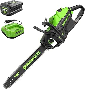 Greenworks 80V 18" Brushless Cordless Chainsaw (Great For Tree Felling, Limbing, Pruning, and Firewood), 75  Compatible Tools, 4.0Ah Battery and Charger Included