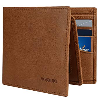 Leather Card Holder for Men,RFID Slim Front Pocket Wallet with ID Window VONXURY