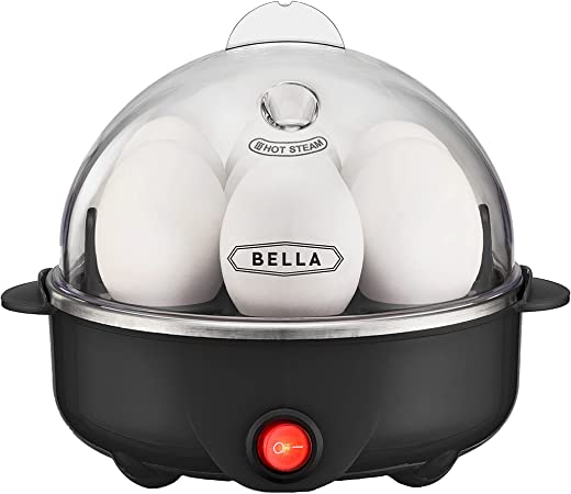 BELLA 17283 Cooker, Rapid Boiler, Poacher Maker Make up to 7 Large Boiled Eggs, Poaching and Omelete Tray Included, Single Stack, Black