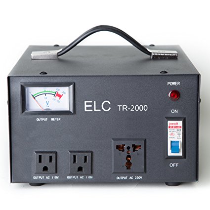 ELC TR-2000 2000 Watt Voltage Regulator with Transformer - Step Up/Down - 110V/220V - Circuit Breaker Protection