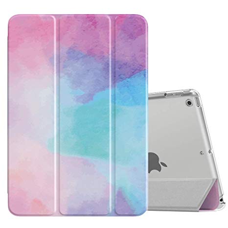 MoKo Case Fit New iPad 7th Generation 10.2" 2019 / iPad 10.2 Case - Slim Lightweight Smart Shell Stand Cover with Translucent Frosted Back Protector for iPad 10.2 2019, Water Color(Auto Wake/Sleep)