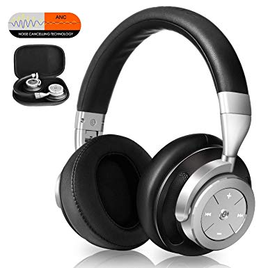 LinkWitz Noise Cancelling Bluetooth Headphones - Over Ear Wireless Earphone with Powerful Bass and HiFi Stereo Sound and,16 Hours Playtime for Music Air Travel, phones, PC, Gaming and TV(Sliver)