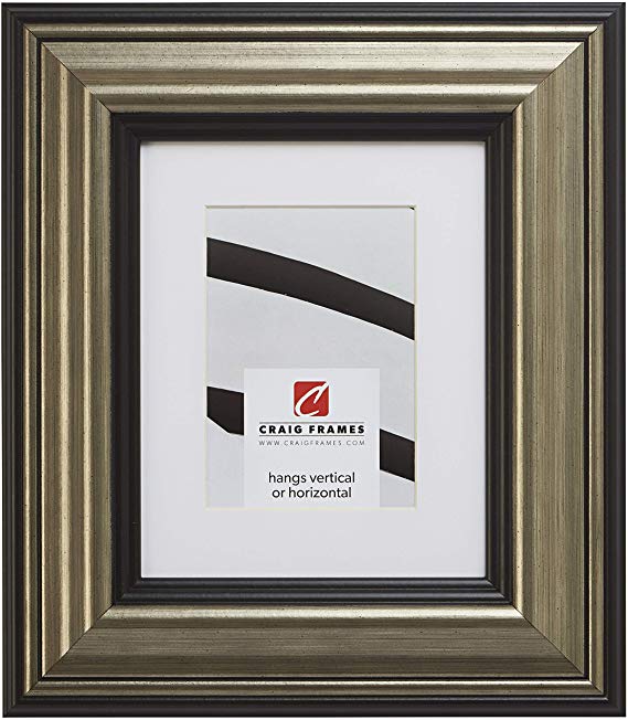 Craig Frames 21307202 16 x 20 Inch Aged Silver and Black Picture Frame Matted to Display a 11 x 14 Inch Photo