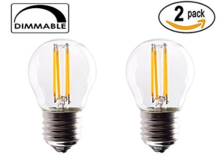 OPALRAY A15 Style Bulb Mini LED Globe Bulb with Filament LED Tungsten Bulb 4W 400lm E26 Screw Base Warm White(2700K) 40W Incandescent Replacement(Pack of 2)