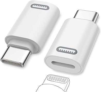 MoKo Lightning Female to USB C Male Adapter, 2 Pack USB-C Male to Lightning Female Adapter for iPhone 15/15 Pro/15 Pro Max/15 Plus, iPad Pro/Air, Support Fast Charging/Data Transfer, Not for Audio/OTG