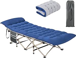 Yaheetech Cama de Campamento Plegable con Colchón de 150 kg, Carga de Cama de Camping con Bolsa de Transporte Marco de Metal