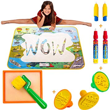 Wow Four Design AquaDoodle Mat - Aqua Magic Mat - Water mat - Educational Travel Toys Gifts for Age 2 3 4 5 6 Year Old