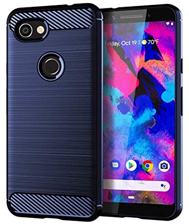 Google Pixel 3a XL Case,Yiakeng Shock Resistant Soft Glitter TPU Anti-Fingerprint Full Protective Phone Cases for Google Pixel 3a XL 6" (Blue)
