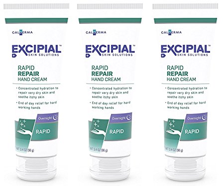 Excipial Rapid Repair Overnight Hand Cream, 3.4 Ounce, (Pack of 3)